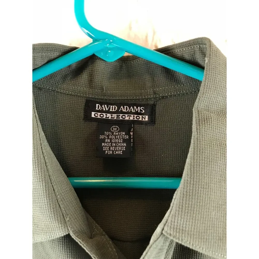 David Adams Collection Size‎ Medium Short Sleeve Button Up Green Casual Shirt